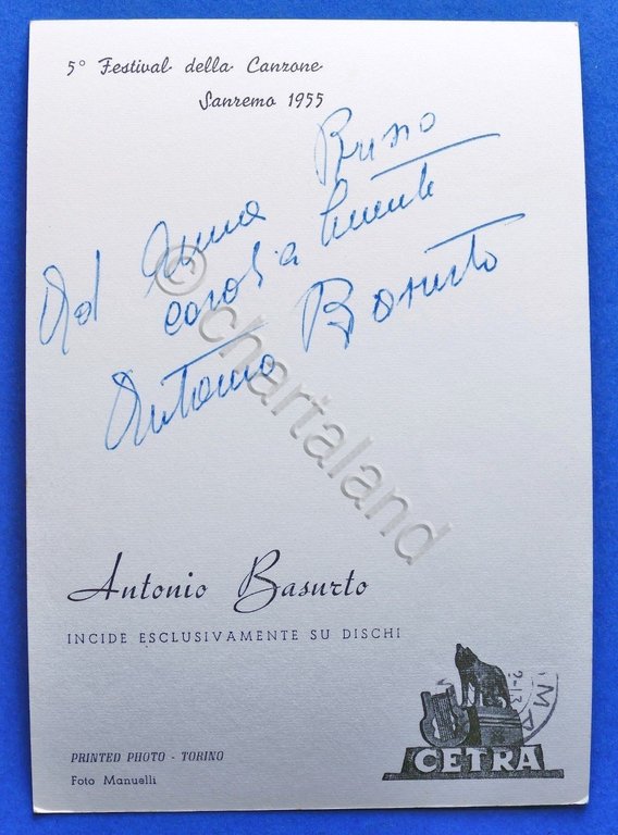 Fotocartolina Cetra con Autografo del cantante Antonio Basurto - 1955 | Immagine Gallery 3