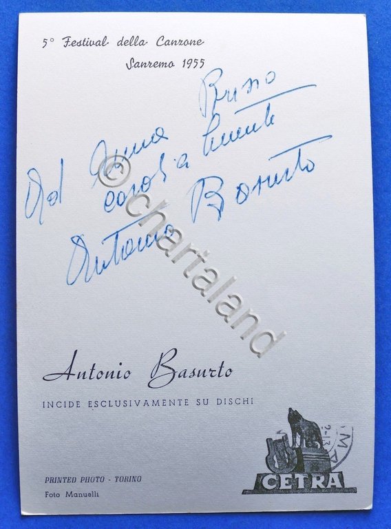 Fotocartolina Cetra con Autografo del cantante Antonio Basurto - 1955 | Immagine Gallery 4