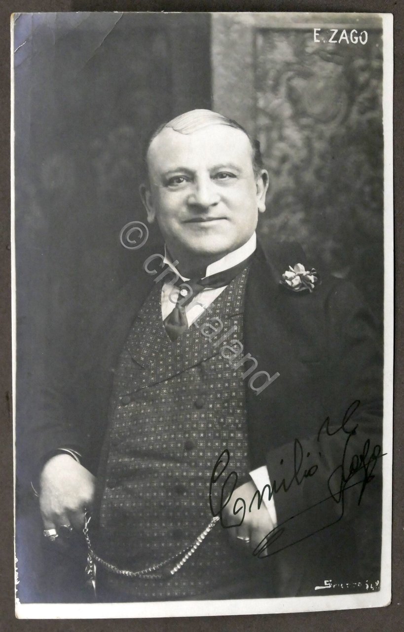 Fotocartolina con autografo dell'attore teatrale Emilio Zago - 1910 ca. | Immagine principale