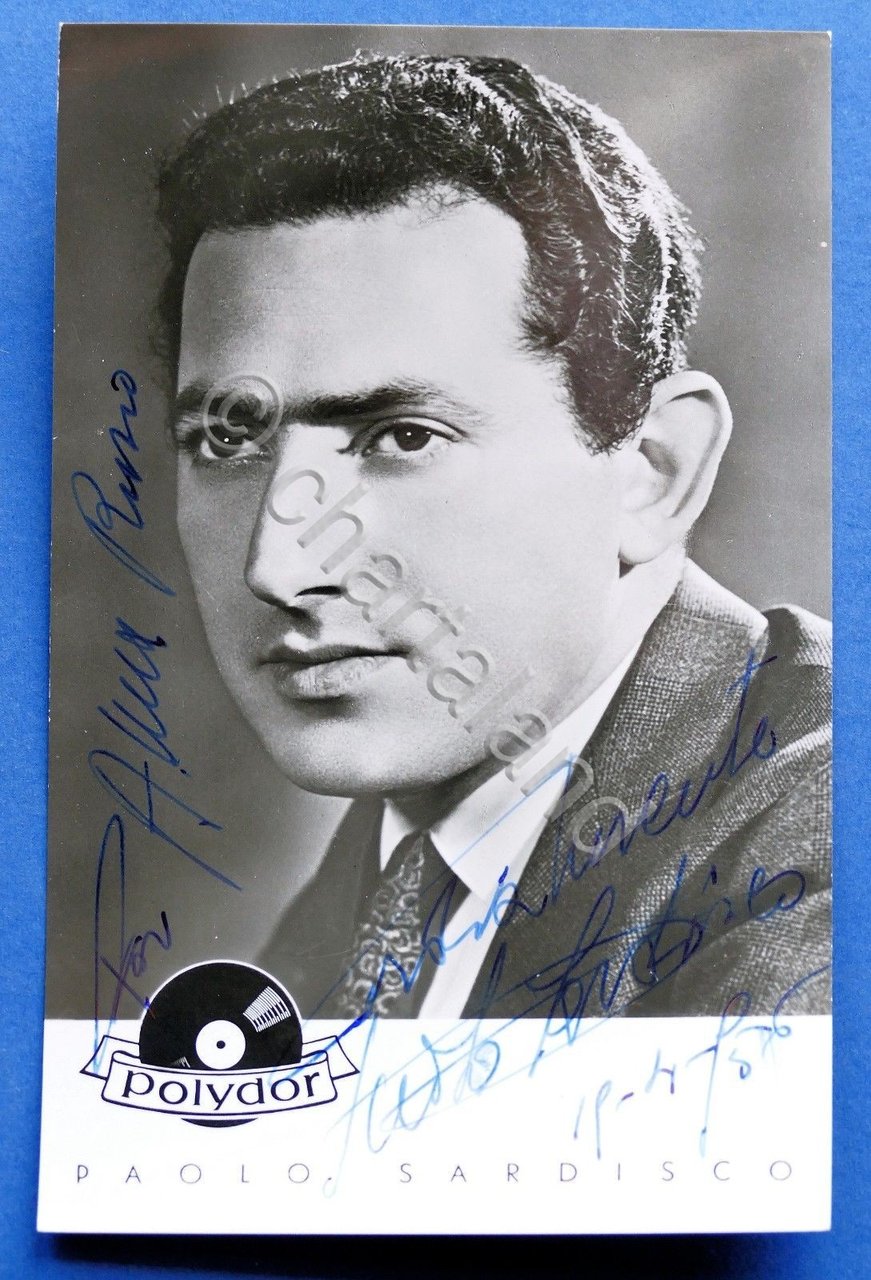 Fotocartolina Polydor con Autografo del cantante Paolo Sardisco - 1956 | Immagine principale