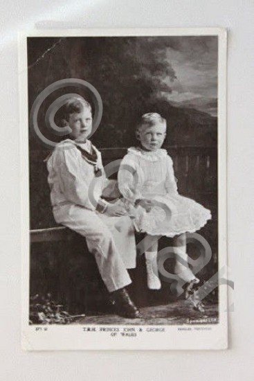 Fotocartolina principi John e George di Galles monarchia 1910 ca