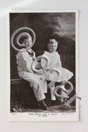 Fotocartolina principi John e George di Galles monarchia 1910 ca