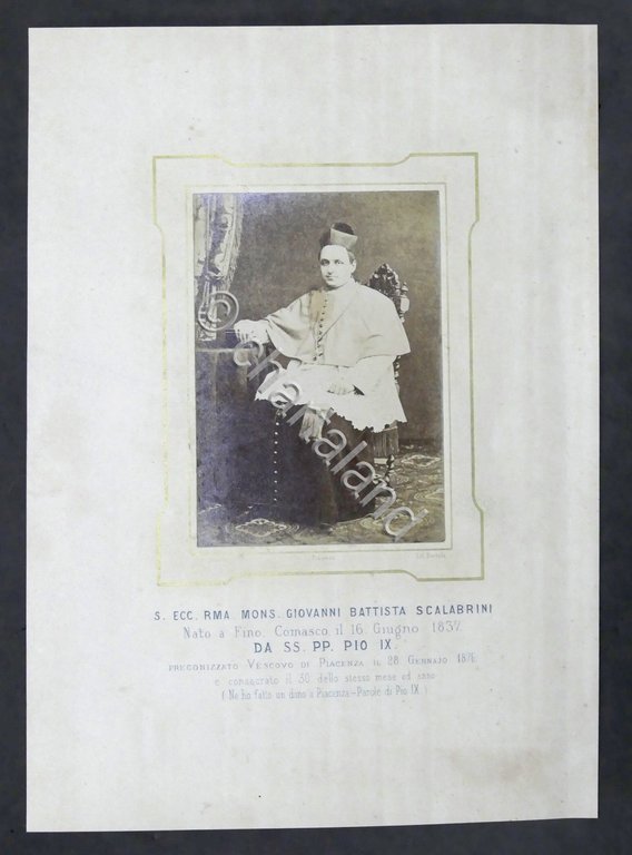 Fotografia albumina Giovanni Battista Scalabrini Vescovo di Piacenza - fine …