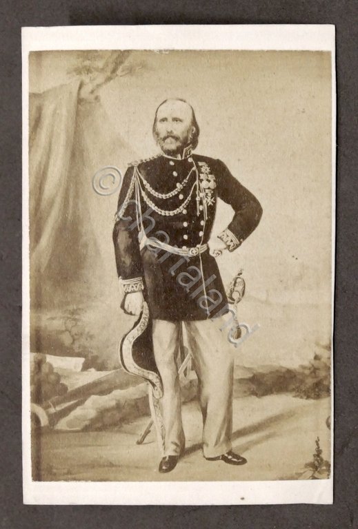 Fotografia albumina Giuseppe Garibaldi da ritratto giovanile - 1865 ca.