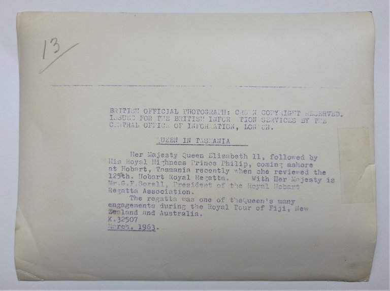 Fotografia British Crown Copyright - Regina Elisabetta in Tasmania - …