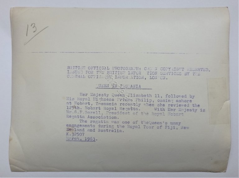 Fotografia British Crown Copyright - Regina Elisabetta in Tasmania - …
