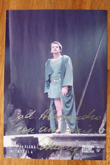 Fotografia con Autografo lirica Andrea Elena in Attila Teatro Reggio Torino 1984