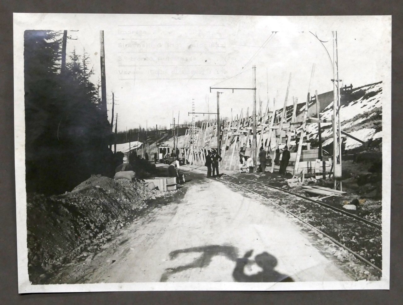 Fotografia costruzione 3° tronco Autostrada Varese Massicciata Ferrovia anni '20