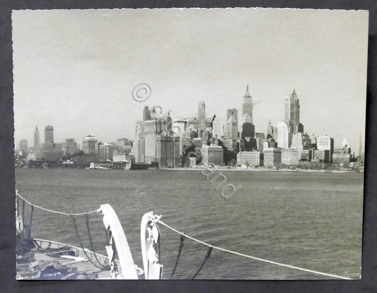 Fotografia d'epoca - Panorama di New York dal traghetto - …