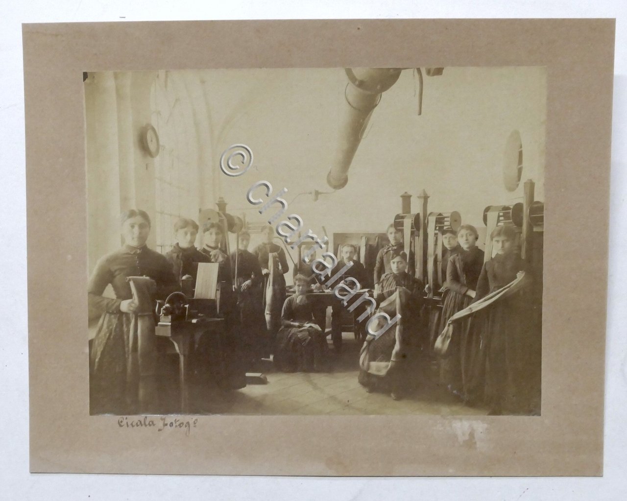 Fotografia d'epoca albumina - Operaie dell'Istituto Tessile di Voghera 1880 … | Immagine principale