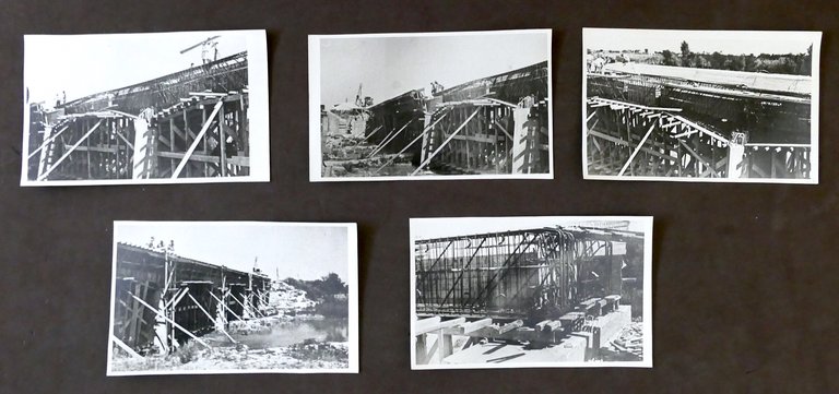 Fotografia epoca Ferrovie Lotto 5 foto Lavori Linea Sulmona - Pescara - anni '40
