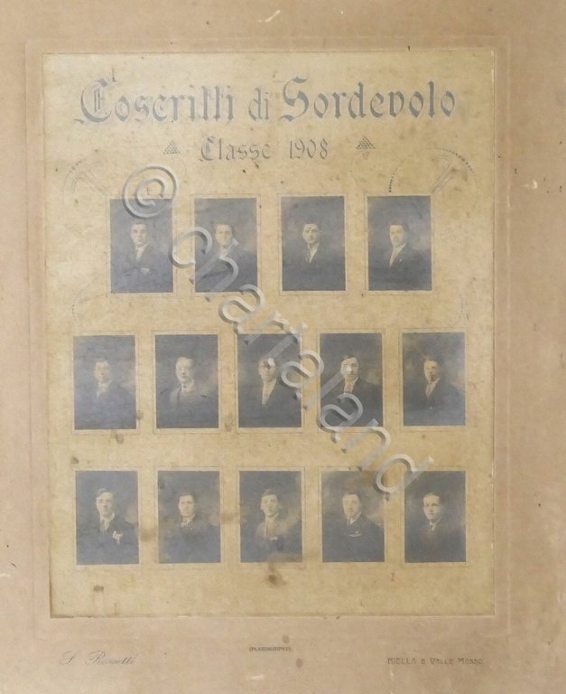 Fotografia incorniciata - Coscritti di Sordevolo (Biella) - Classe 1908