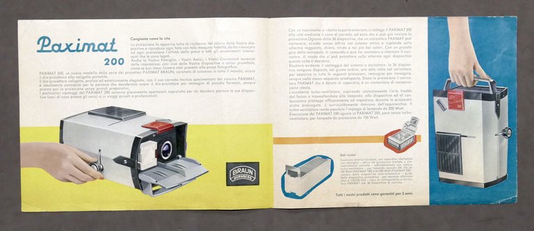 Fotografia Pubblicità - Brochure Braun Paximat 200 dia-proiettore - 1960