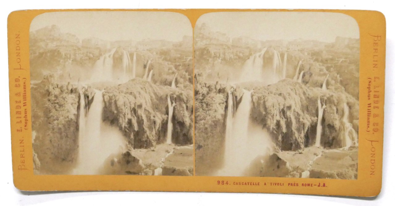 Fotografia stereoscopica - Cascatelle a Tivoli - Provincia di Roma …