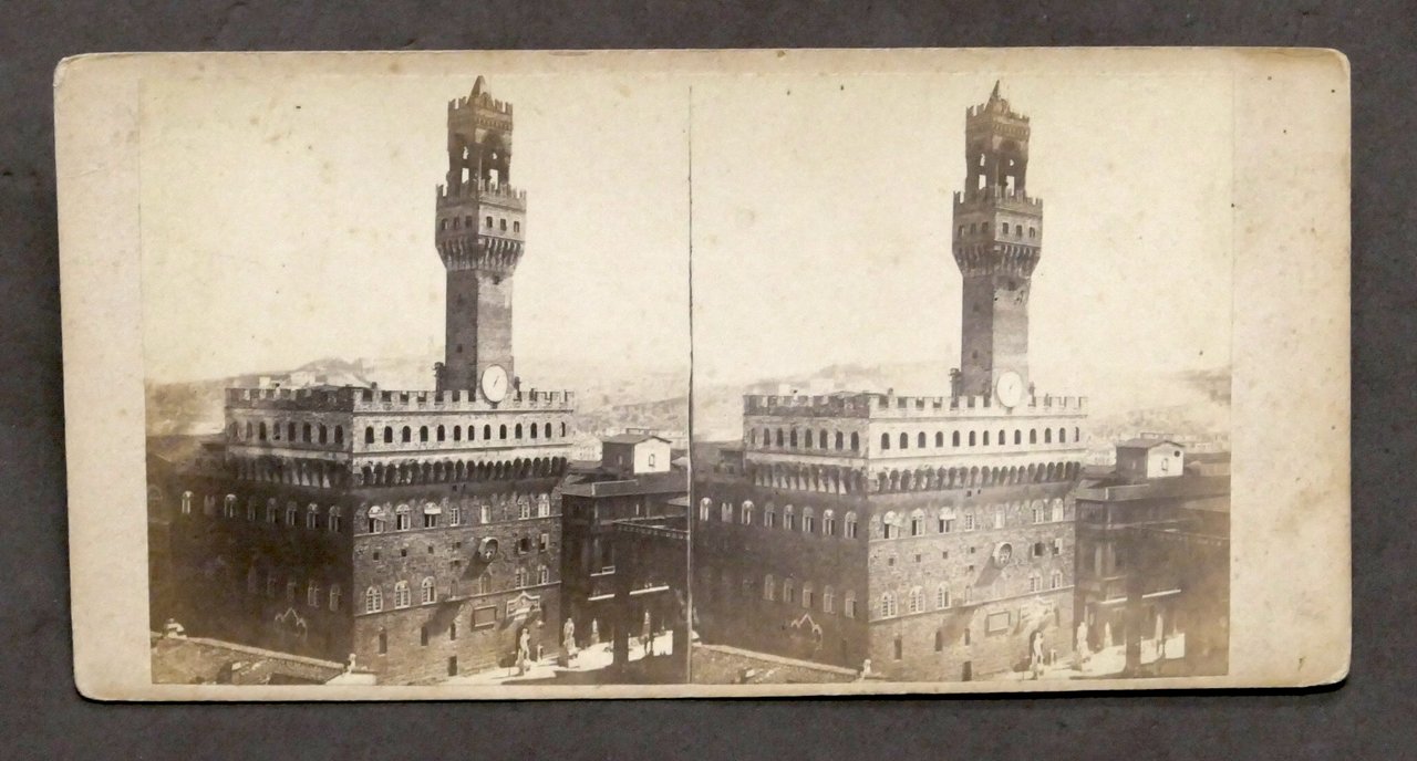 Fotografia stereoscopica - Firenze - Palazzo Vecchio - 1900 ca. | Immagine principale