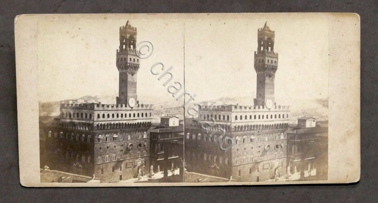 Fotografia stereoscopica - Firenze - Palazzo Vecchio - 1900 ca. | Immagine Gallery 2