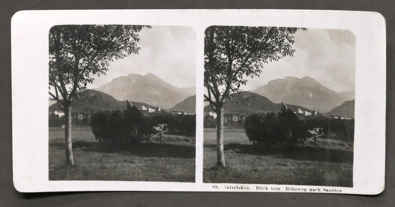 Fotografia stereoscopica - Interlaken - Vista da Hoheweg verso Saxeten …