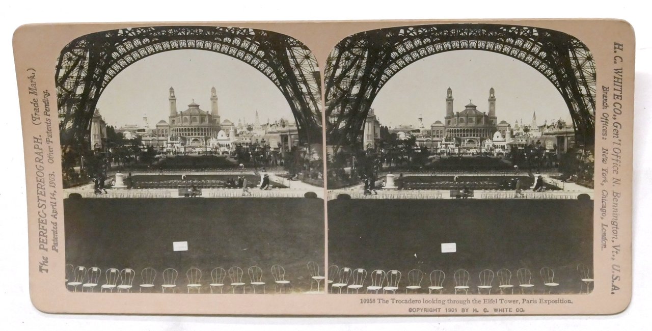 Fotografia stereoscopica - Parigi - Trocadero attraverso la Torre Eiffel …