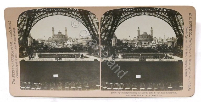 Fotografia stereoscopica - Parigi - Trocadero attraverso la Torre Eiffel …