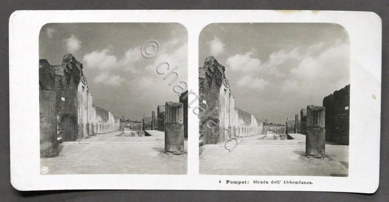 Fotografia stereoscopica - Pompei - Strada dell'Abbondanza - 1906
