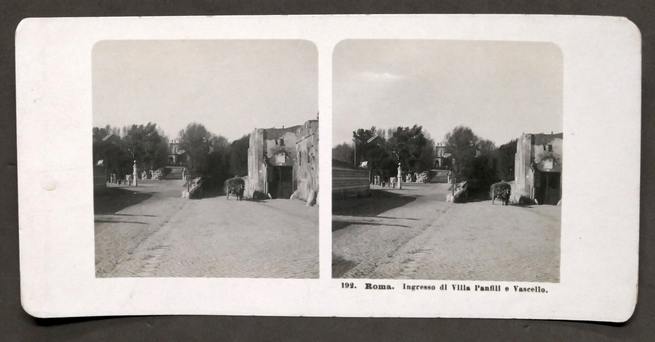 Fotografia stereoscopica - Roma - Ingresso di Villa Panfili e …