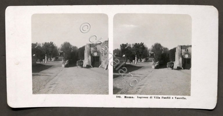 Fotografia stereoscopica - Roma - Ingresso di Villa Panfili e …