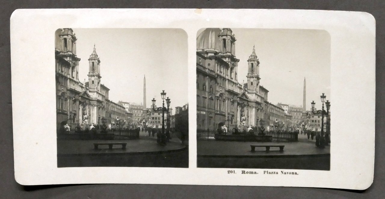 Fotografia stereoscopica - Roma - Piazza Navona - 1906