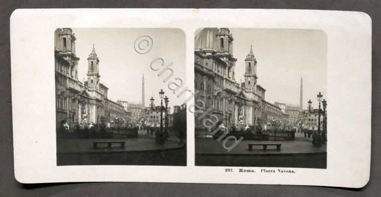 Fotografia stereoscopica - Roma - Piazza Navona - 1906