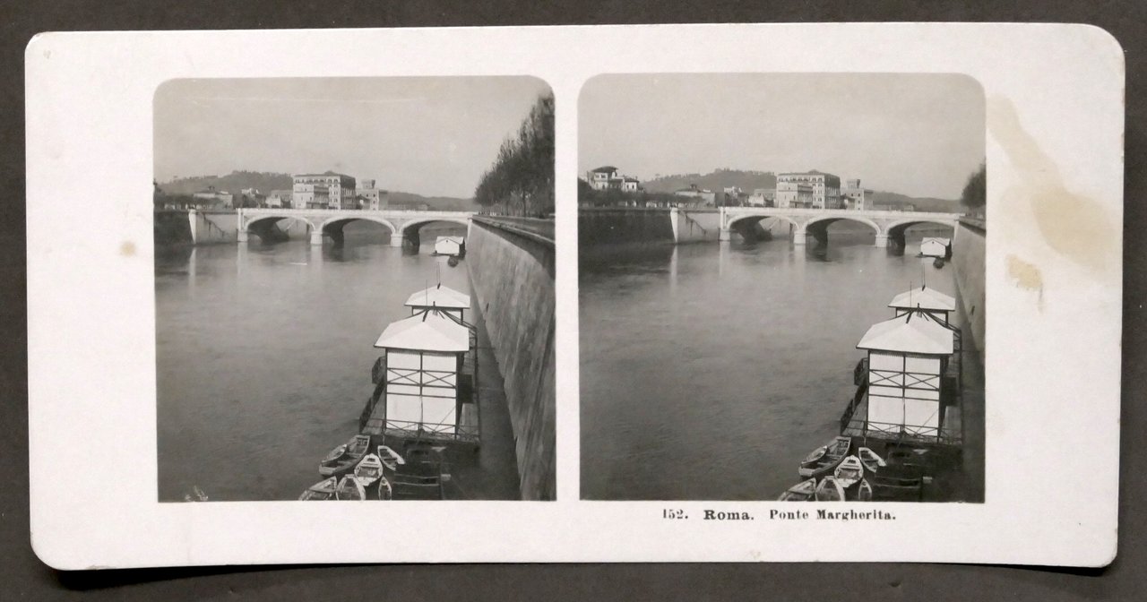 Fotografia stereoscopica - Roma - Ponte Regina Margherita sul Tevere …