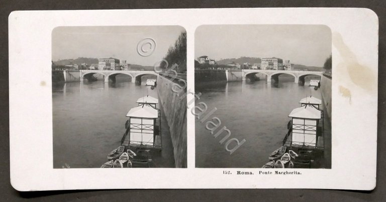 Fotografia stereoscopica - Roma - Ponte Regina Margherita sul Tevere …