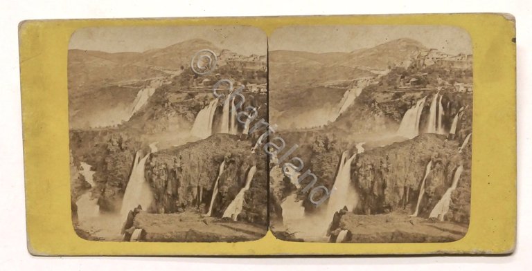 Fotografia stereoscopica - Tivoli - Panorama con cascate - 1900 …