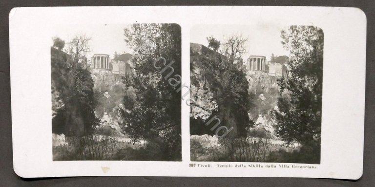 Fotografia stereoscopica - Tivoli - Tempio della Sibilla - 1908