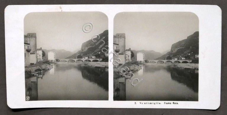 Fotografia stereoscopica - Ventimiglia - Fiume Roia - 1906