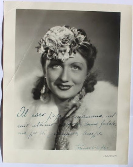 Fotografia Vaselli con autografo dell'attrice Anna Maria Falchi 1941
