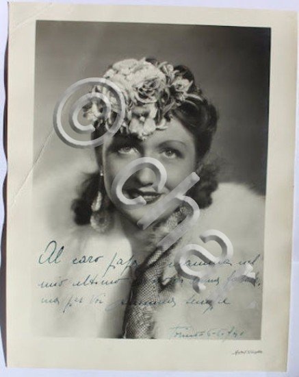 Fotografia Vaselli con autografo dell'attrice Anna Maria Falchi 1941
