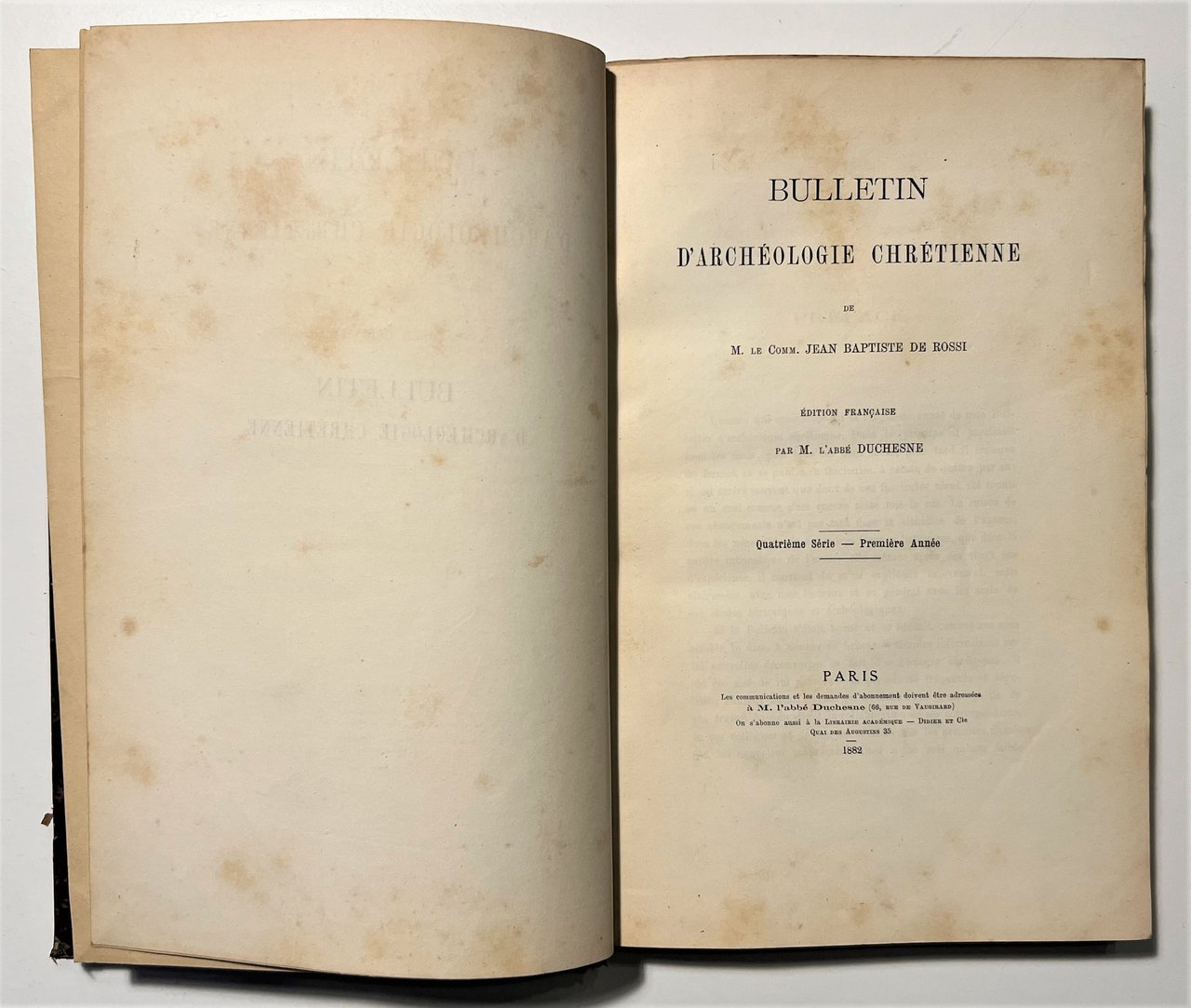 G. Battista De Rossi - Bulletin d'Archéologie Chrétienne - ed. …