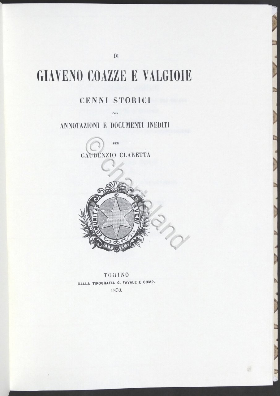 G. Claretta - Di Giaveno Coazze e Valgioie Cenni storici … | Immagine principale