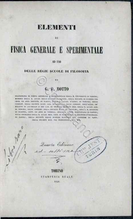G. D. Botto - Elementi di fisica generale e sperimentale …
