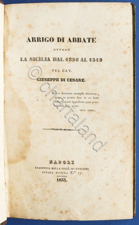 G. Di Cesare - Arrigo di Abbate ovvero La Sicilia dal 1296 al 1313 - ed. 1833