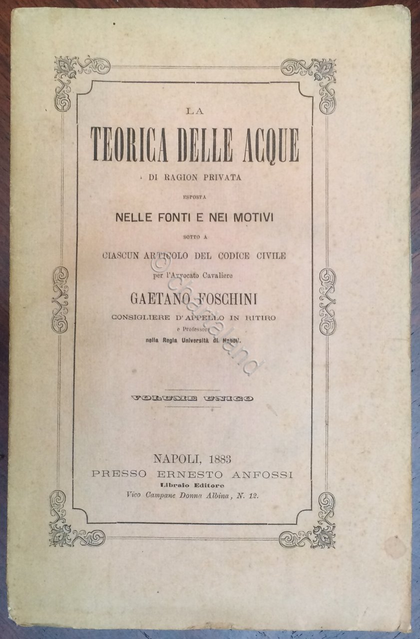 G. Foschini - La Teorica delle acque di ragion privata …