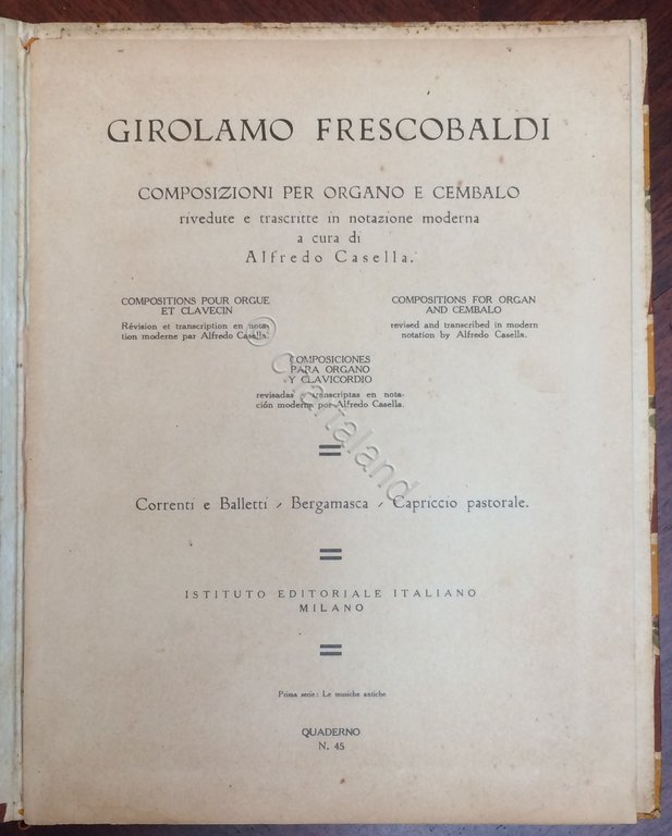 G. Frescobaldi - Composizioni per organo e clavicembalo - Quaderno …