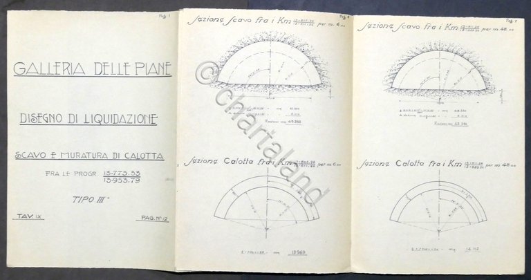 Galleria delle Piane - Disegno scavo e muratura di calotta …