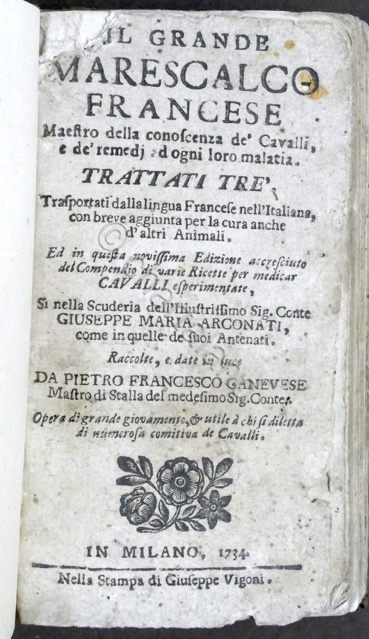 Ganevese Il grande marescalco francese maestro della conoscenza de cavalli …