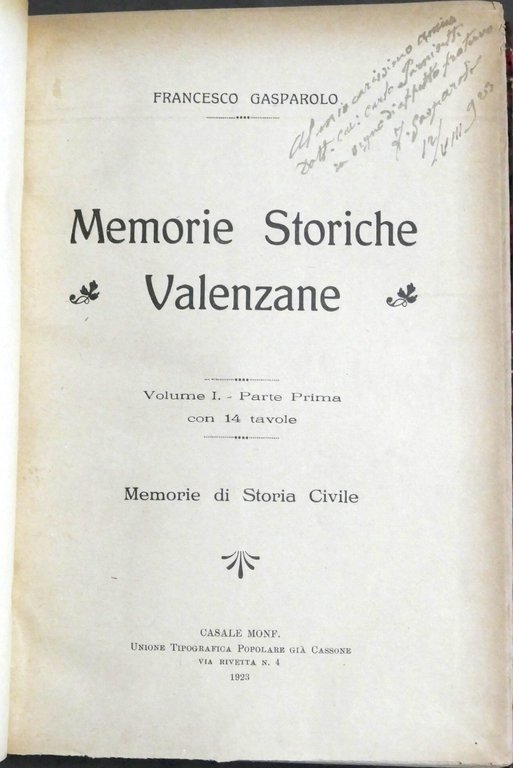 Gasparolo - Memorie storiche valenzane - Opera completa 1923 - … | Immagine Gallery 3