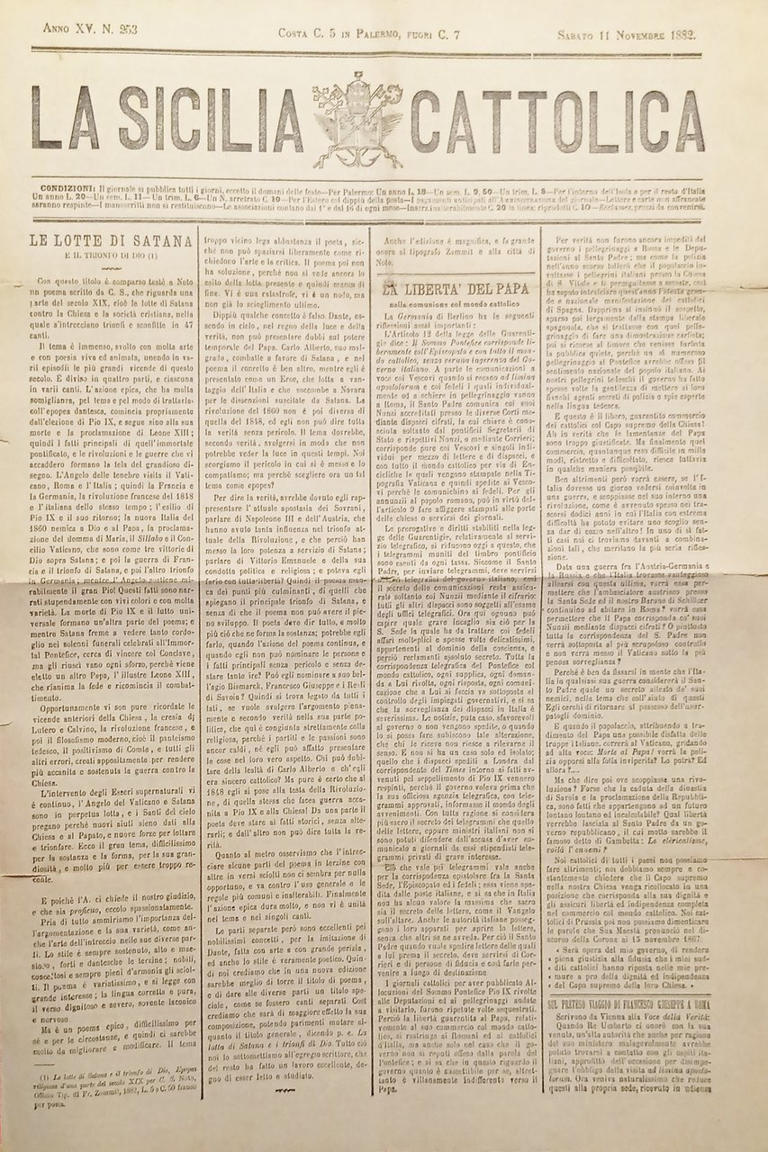Gazzetta - La Sicilia Cattolica N. 253 - Palermo, 11 …