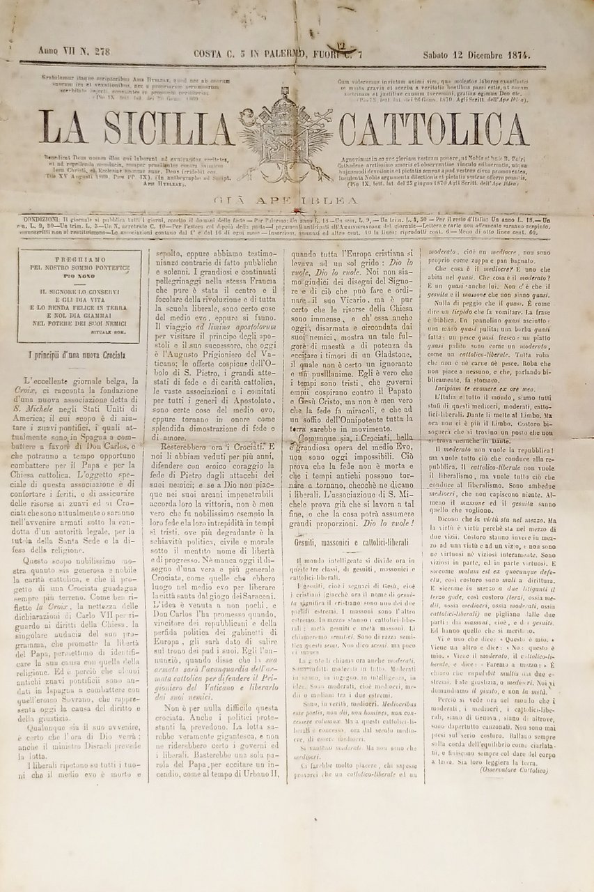 Gazzetta - La Sicilia Cattolica N. 278 - Palermo, 12 …