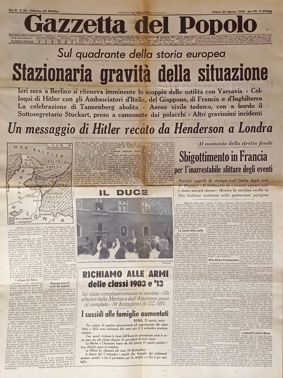 Gazzetta del Popolo N. 202 - 1939 Stazionaria gravità della …