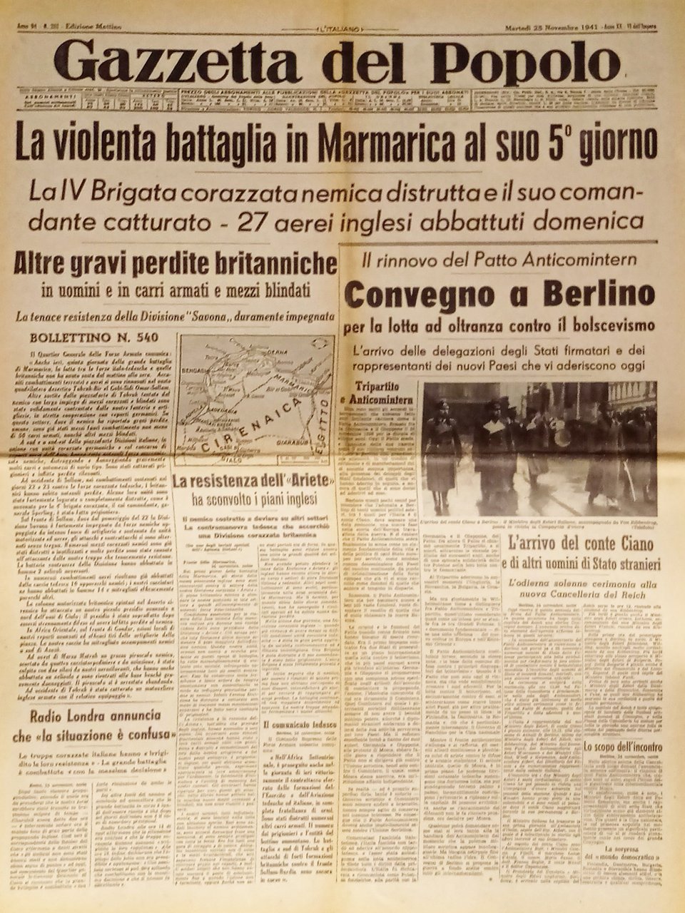 Gazzetta del Popolo N. 281 - 1941 La battaglia in … | Immagine principale