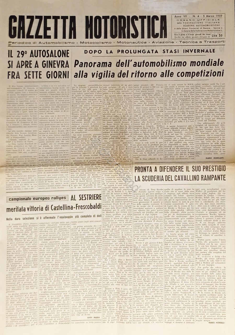 Gazzetta Motoristica N. 4 - 1959 Il 29° Autosalone si …