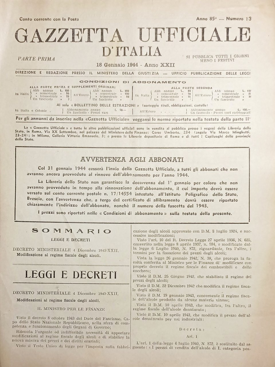 Gazzetta Ufficiale d'Italia N. 13 - 1944